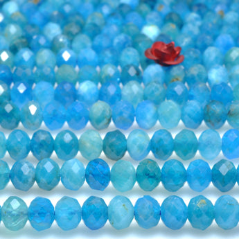 Natural Blue Apatite faceted rondelle beads wholesale gemstones for jewelry making DIY bracelet necklace design 15"