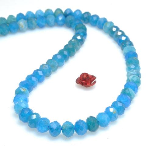 Natural Blue Apatite faceted rondelle beads wholesale gemstones for jewelry making DIY bracelet necklace design 15"
