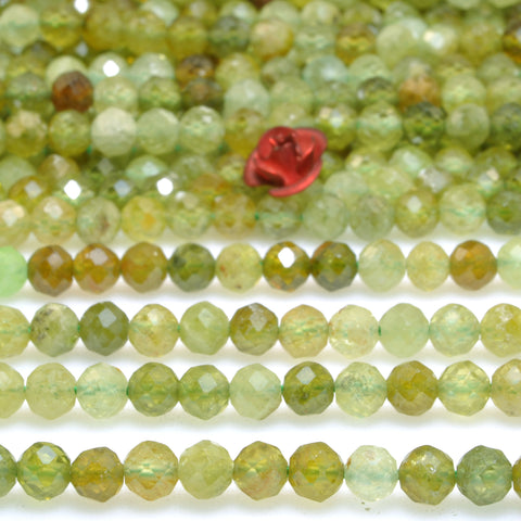 Natural Green Garnet faceted round beads wholesale gemstones loose stone for jewelry making bracelet necklace DIY
