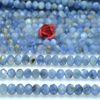 Natural Blue Kyanite faceted rondelle beads wholesale gemstones for jewelry making DIY bracelet necklace 15"