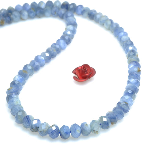Natural Blue Kyanite faceted rondelle beads wholesale gemstones for jewelry making DIY bracelet necklace 15"