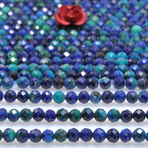Natural Chrysocolla Azurite Stone faceted round loose beads wholesale gemstones for jewelry making DIY bracelet necklace