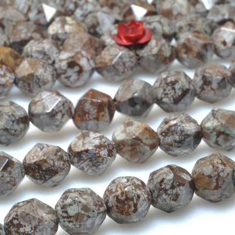Natural Brown Snowflake Obsidian diamond faceted round beads gemstone wholesale for jewelry making DIY bracelet