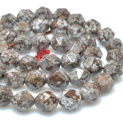 Natural Brown Snowflake Obsidian diamond faceted round beads gemstone wholesale for jewelry making DIY bracelet
