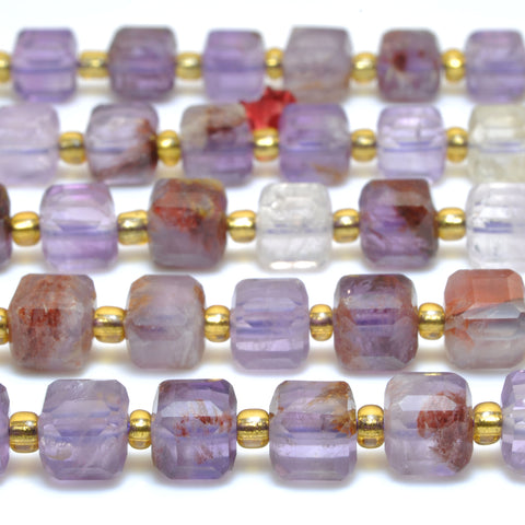 Natural Super 7 Seven Crystal faceted cube loose beads stone cacoxenite amethyst gemstones for jewelry making 15"