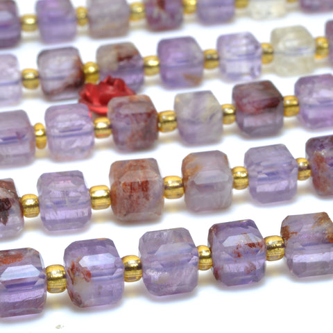 Natural Super 7 Seven Crystal faceted cube loose beads stone cacoxenite amethyst gemstones for jewelry making 15"