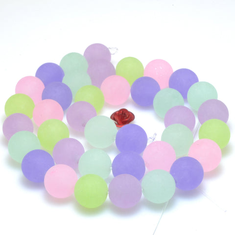 Malaysia Jade Mix Color Jade matte round loose beads wholesale gemstone for jewelry making multicolor rainbow