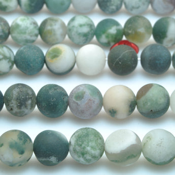 Natural Green Tree Agate matte round loose beads wholesale gemstones for jewelry making bracelets necklace DIY