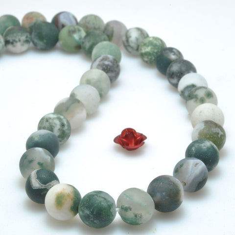 Natural Green Tree Agate matte round loose beads wholesale gemstones for jewelry making bracelets necklace DIY