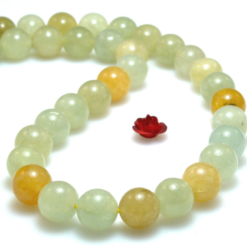 Natural Aquamarine Stone smooth round beads loose gemstones wholesale for jewelry making diy bracelet