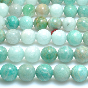 Natural Amazonite Smooth round loose beads wholesale gemstones for jewelry making DIY bracelets necklace 15"