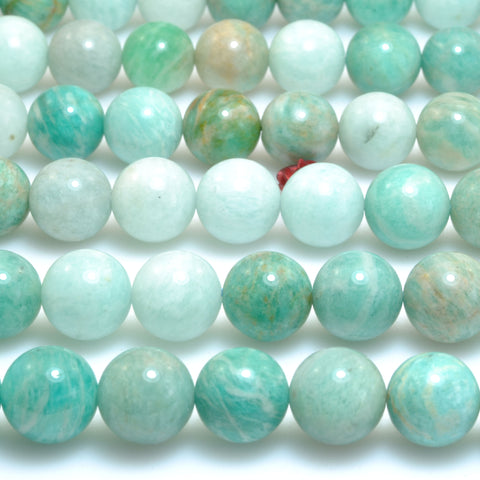 Natural Amazonite Smooth round loose beads wholesale gemstones for jewelry making DIY bracelets necklace 15"