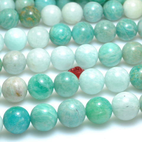 Natural Amazonite Smooth round loose beads wholesale gemstones for jewelry making DIY bracelets necklace 15"