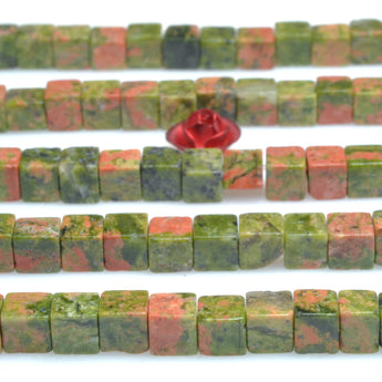 Natural Unakite Smooth Cube Beads Wholesale Gemstone Loose Semi Precious Stone for Jewelry Making Diy Bracelet Necklace