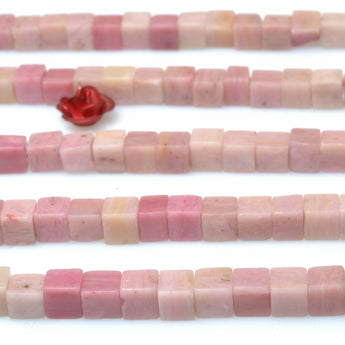 Natural Pink Rhodonite smooth cube loose beads wholesale gemstone for jewelry making DIY