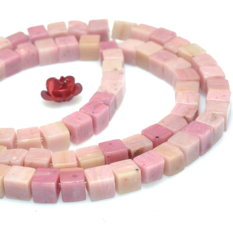 Natural Pink Rhodonite smooth cube loose beads wholesale gemstone for jewelry making DIY