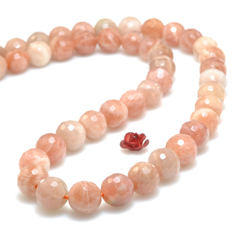 Natural Sunstone faceted round loose beads wholesale gemstone orange stone for jewelry making diy bracelets necklace