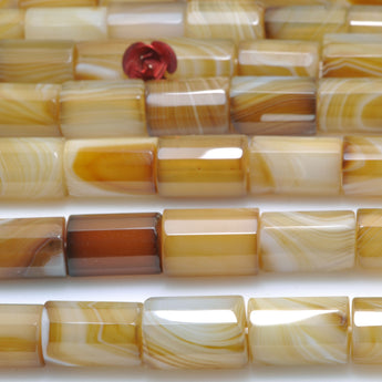 Natural Brown Banded Agate faceted tube loose beads wholesale gemstones for jewelry making DIY bracelets necklaces