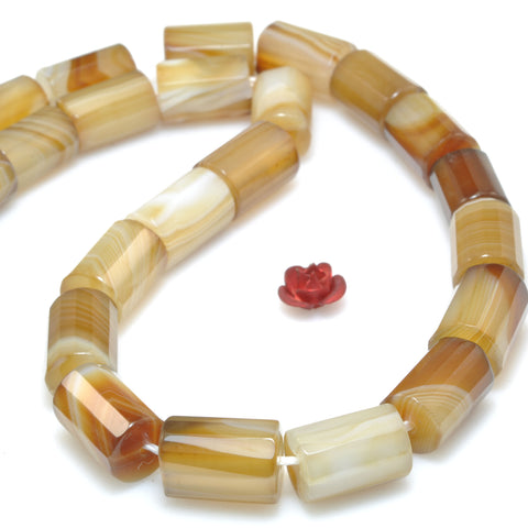 Natural Brown Banded Agate faceted tube loose beads wholesale gemstones for jewelry making DIY bracelets necklaces