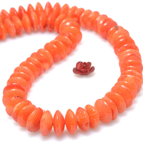 Orange Red Coral smooth rondelle spacer loose beads wholesale gemstones for jewelry making DIY bracelets necklace