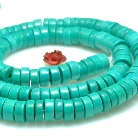 Green Turquoise smooth heishi wheel beads wholesale gemstones semi precious stone for jewelry making bracelets necklaces DIY