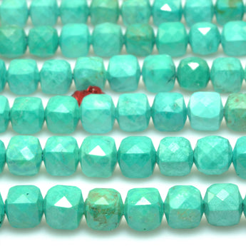 Green Turquoise faceted cube loose beads wholesale gemstones for jewelry making DIY bracelets necklaces charms accessorise
