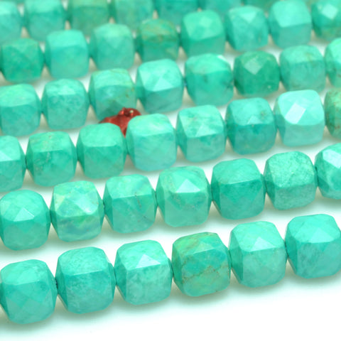 Green Turquoise faceted cube loose beads wholesale gemstones for jewelry making DIY bracelets necklaces charms accessorise