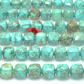Blue Turquoise faceted cube loose beads wholesale gemstones for jewelry making DIY bracelets necklaces charms accessorise