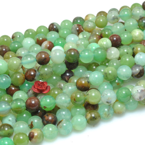 Natural Chrysoprase Stone smooth round loose beads green Australian jade wholesale gemstone for jewelry making 6mm