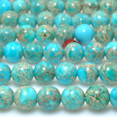 Blue Imperial Jasper Stone Smooth Round Loose Beads Gemstone wholesale Jewelry Making Stuff DIY Bracelet
