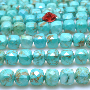 Blue Turquoise faceted cube loose beads wholesale gemstones semi precious stone for jewelry making DIY bracelets necklaces