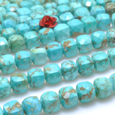 Blue Turquoise faceted cube loose beads wholesale gemstones semi precious stone for jewelry making DIY bracelets necklaces