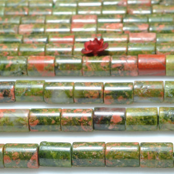 Natural Unakite Green Red Stone smooth tube loose beads wholesale gemstone for jewelry making bracelets necklaces DIY