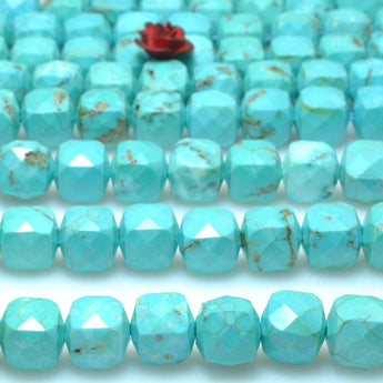 Blue Turquoise faceted cube loose beads wholesale gemstones for jewelry making DIY bracelets necklaces charms accessorise