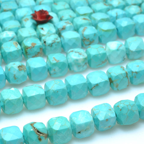 Blue Turquoise faceted cube loose beads wholesale gemstones for jewelry making DIY bracelets necklaces charms accessorise