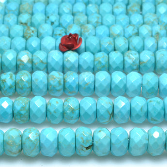 Blue Turquoise faceted rondelle loose beads wholesale gemstone semi precious stone for jewelry making DIY bracelets necklace