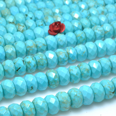 Blue Turquoise faceted rondelle loose beads wholesale gemstone semi precious stone for jewelry making DIY bracelets necklace