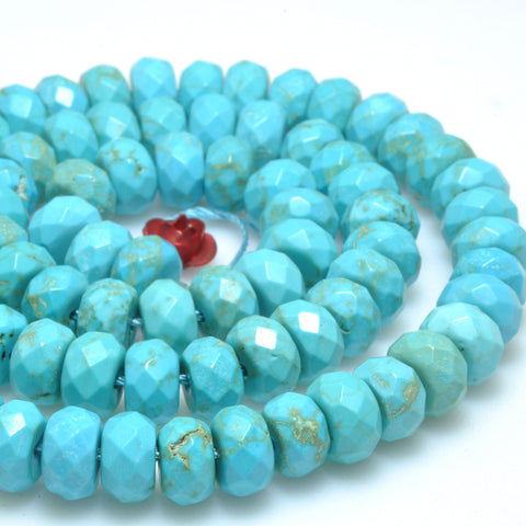 Blue Turquoise faceted rondelle loose beads wholesale gemstone semi precious stone for jewelry making DIY bracelets necklace