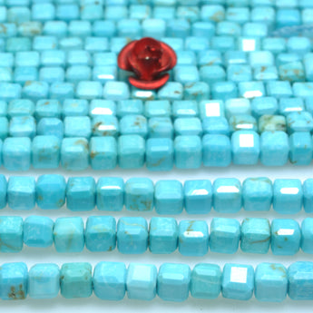 Blue Turquoise faceted cube loose beads wholesale gemstones for jewelry making bracelets necklaces DIY