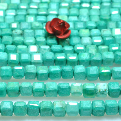 Green Turquoise faceted cube loose beads wholesale gemstones for jewelry making bracelets necklaces DIY