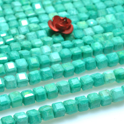 Green Turquoise faceted cube loose beads wholesale gemstones for jewelry making bracelets necklaces DIY