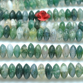 Natural Green Moss Agate smooth disc rondelle beads loose gemstone wholesale for jewelry making bracelets necklace DIY
