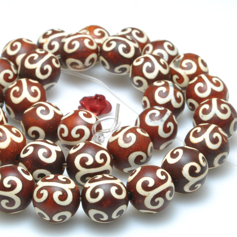 Tibetan Agate Dzi Palindrome agate matte round loose beads wholesale gemstone jewelry making bracelet diy