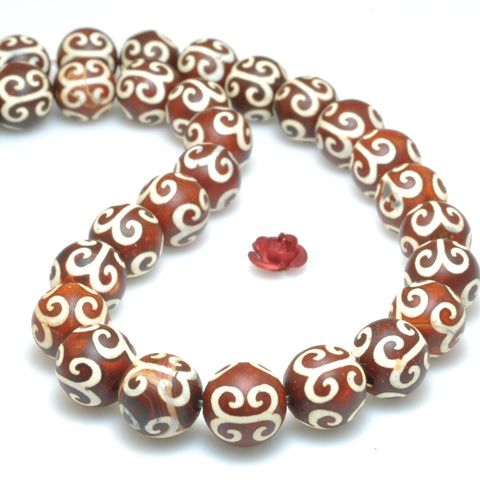 Tibetan Agate Dzi Palindrome agate matte round loose beads wholesale gemstone jewelry making bracelet diy