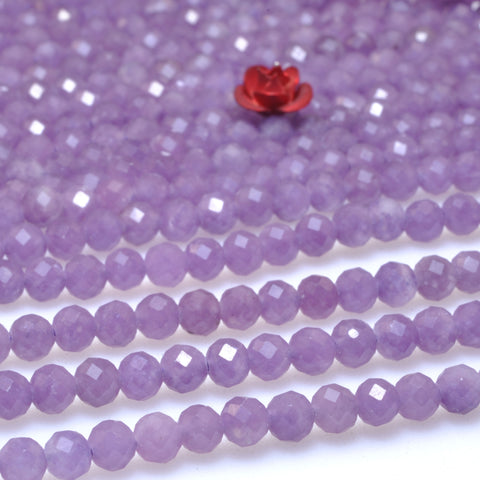 Natural Purple Lepidolite Stone faceted round loose beads wholesale gemstone for jewelry making DIY bracelets 4mm