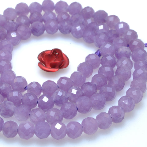 Natural Purple Lepidolite Stone faceted round loose beads wholesale gemstone for jewelry making DIY bracelets 4mm