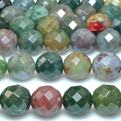 Natural Indian Agate Stone faceted round loose beads wholesale gemstone for jewelry making bracelet necklace DIY stuff