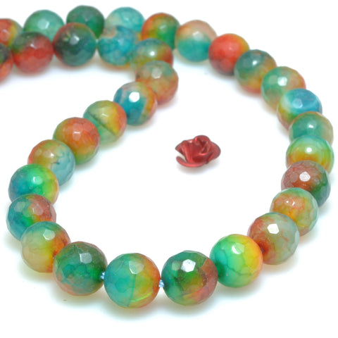 Rainbow Fire Agate faceted round loose beads wholesale gemstone for jewelry making bracelets necklace DIY