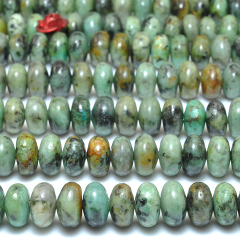 Natural African Turquoise Green Stone smooth rondelle loose spacer beads wholesale gemstone for jewelry making bracelets necklace diy
