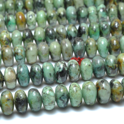 Natural African Turquoise Green Stone smooth rondelle loose spacer beads wholesale gemstone for jewelry making bracelets necklace diy